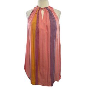 Loft Sleeveless Midi Dress Small Pink Purple Stripes Summer